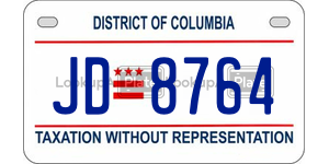 JD8764  license plate in DC