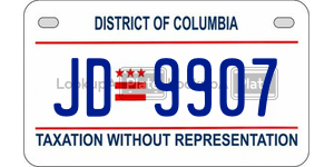 JD9907  license plate in DC