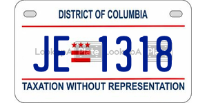 JE1318  license plate in DC