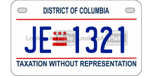 JE1321  license plate in DC