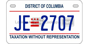 JE2707  license plate in DC