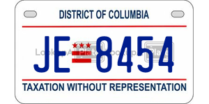JE8454 license plate in District of Columbia