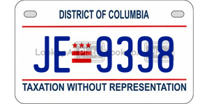 JE9398  license plate in DC