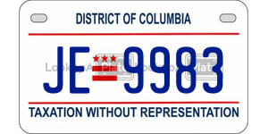 JE9983  license plate in DC