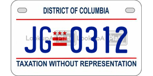 JG0312  license plate in DC