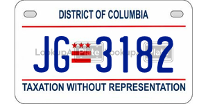 JG3182  license plate in DC