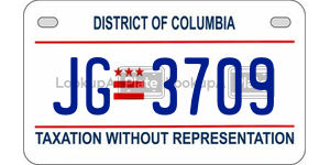 JG3709  license plate in DC