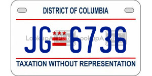 JG6736  license plate in DC