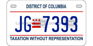 JG7393  license plate in DC