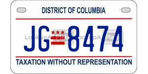 JG8474  license plate in DC