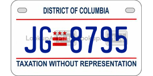 JG8795  license plate in DC