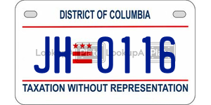 JH0116  license plate in DC