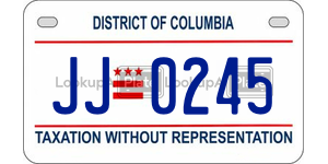 JJ0245  license plate in DC