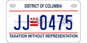 JJ0475  license plate in DC