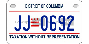 JJ0692  license plate in DC