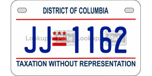 JJ1162  license plate in DC
