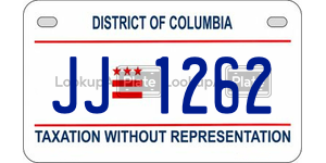 JJ1262  license plate in DC