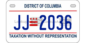 JJ2036  license plate in DC