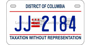 JJ2184  license plate in DC