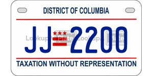 JJ2200  license plate in DC