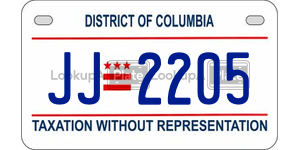 JJ2205  license plate in DC