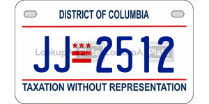 JJ2512  license plate in DC