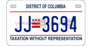 JJ3694  license plate in DC