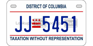 JJ5451  license plate in DC
