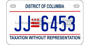 JJ6453  license plate in DC