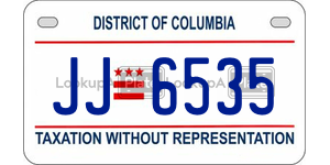JJ6535  license plate in DC