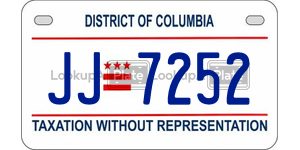 JJ7252  license plate in DC