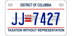 JJ7427  license plate in DC