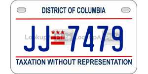 JJ7479  license plate in DC
