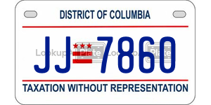 JJ7860  license plate in DC