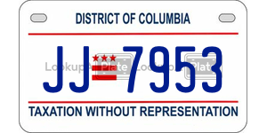 JJ7953  license plate in DC