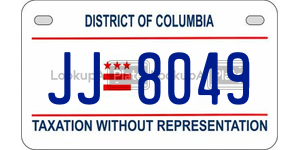 JJ8049  license plate in DC