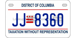 JJ8360  license plate in DC