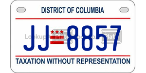 JJ8857  license plate in DC