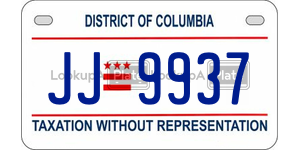 JJ9937  license plate in DC