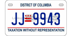 JJ9943  license plate in DC