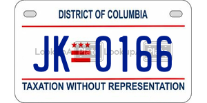 JK0166  license plate in DC