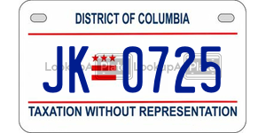 JK0725  license plate in DC