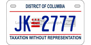 JK2777  license plate in DC