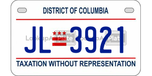 JL3921 license plate in District of Columbia