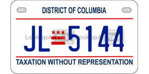 JL5144  license plate in DC
