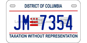 JM7354  license plate in DC