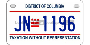 JN1196  license plate in DC