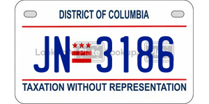 JN3186  license plate in DC