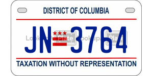 JN3764  license plate in DC