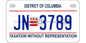 JN3789  license plate in DC